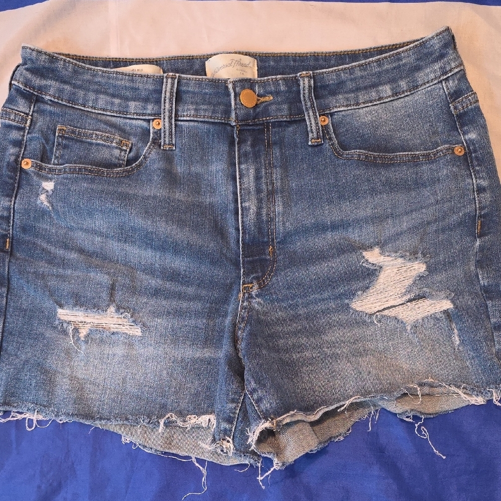 American Threads Distressed Denim Shorts – Raw Hem Cutoffs
